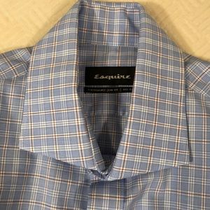 Esquire Men’s 14.5 Check Blue Dress Shirt Slim Fit